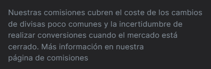 Anuncio en el conversor de divisas de Revoult que menciona comisiones ocultas.